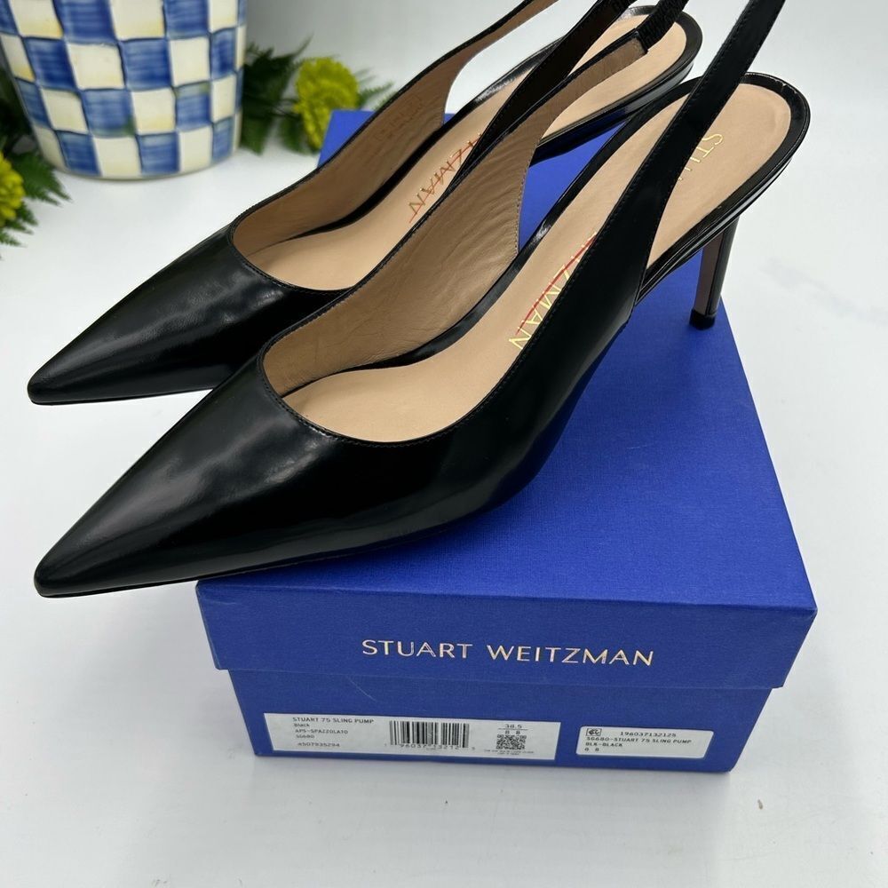 Women’s Stuart Weitzman sling back leather 75 mm heels size 8 made in Spain - Picture 9 of 12